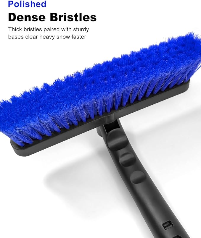 SEAAES Ice Scraper with Snow Brush for Car Windshield, Upgraded Extendable Snow Brush with Foam Grip for Truck SUV Vehicle Window - Blue