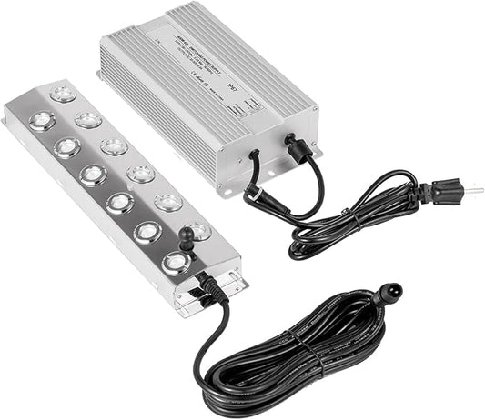 Happybuy Mist Maker 12 Head Ultrasonic Mist Fogger with Waterproof Power Supply Ultrasonic Fogger Humidifier Stainless Steel Pond Mister Fogger 7kg/h
