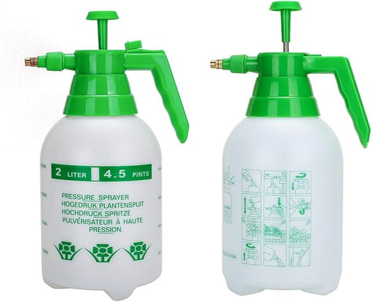 MRPAPA 2 Pack Handheld Pump Sprayer, Garden Pressure Water Spray Bottle with Adjustable Brass Nozzle for Plants (2L-Green-2PCS)