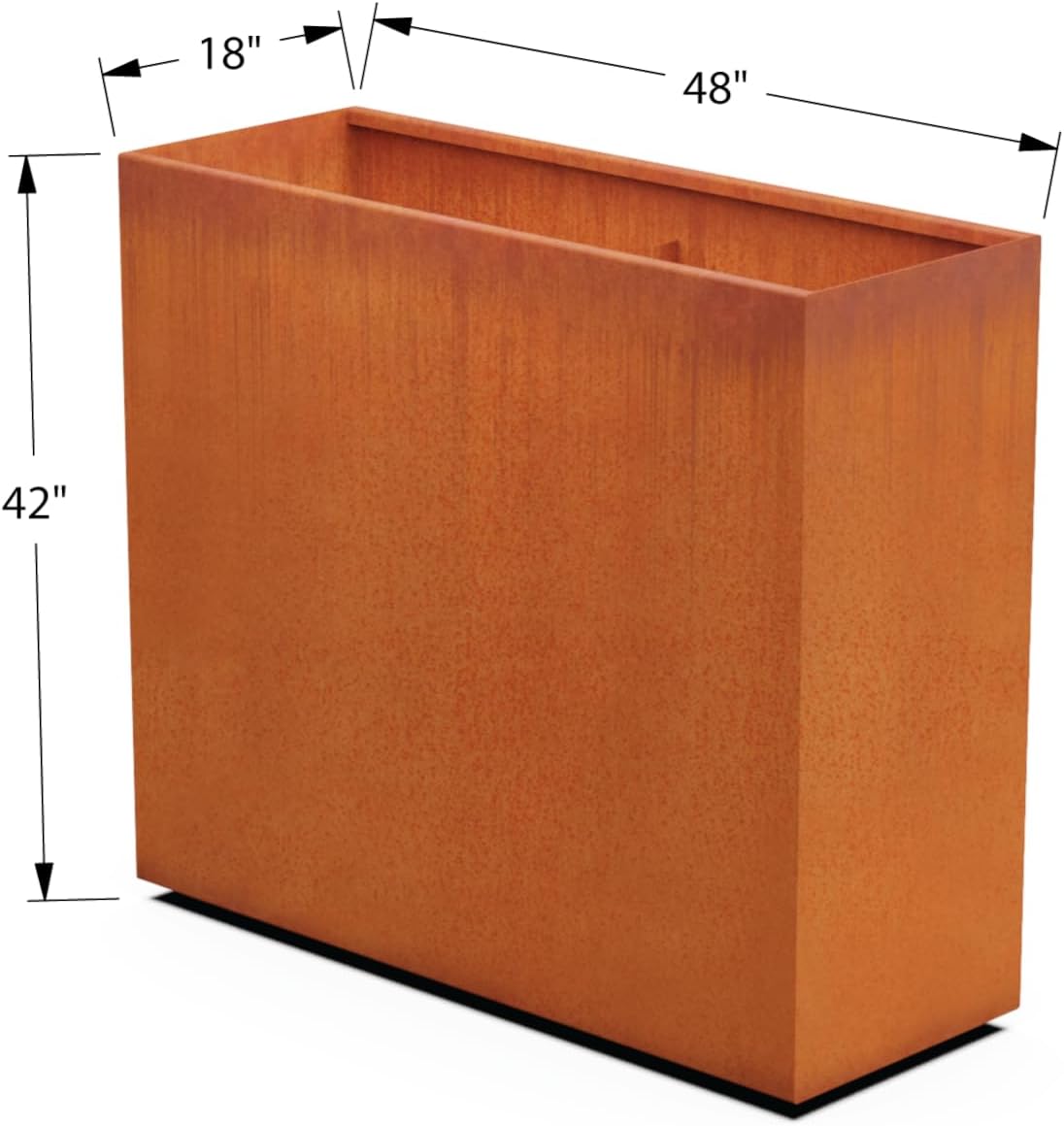 Large Rectangular Planters for Outdoor Plants – 48x18x42 Extra Large Corten Steel Planter for Privacy Screen | Heavy Duty Metal Planter Box for Patio, Deck & Commercial Spaces