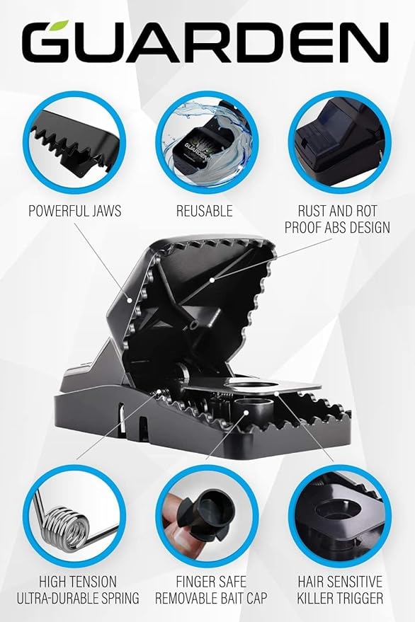 Rat Traps Indoor (2 Pack) Catch Rats, Mice, and Voles Fast with These Simple to Bait, Safe to Set, Non Electric Rat Trap for Home, Yard, and Barn