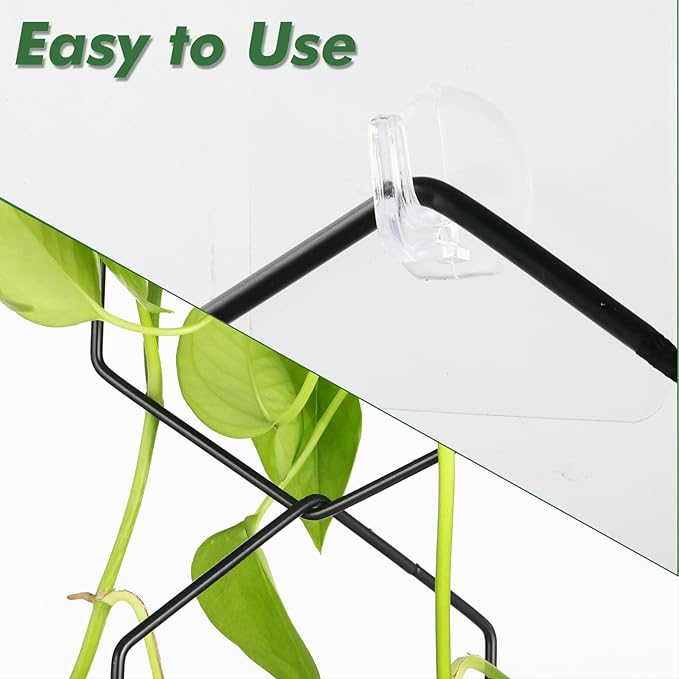 15 Ft Chain Trellis for Climbing Plants Indoor, 36 Packs Hexagon DIY Wall Trellis, Pothos Plant Climber Support, DIY Lengths Plant Support Stakes with Connect-Hooks, Ties, Hooks, Black