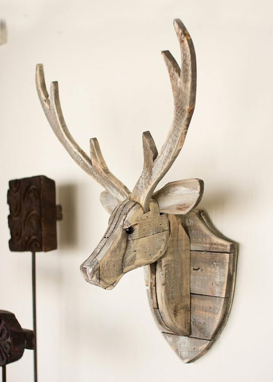 BLACK FOREST DECOR Recycled Wood Deer Head Wall Hanging