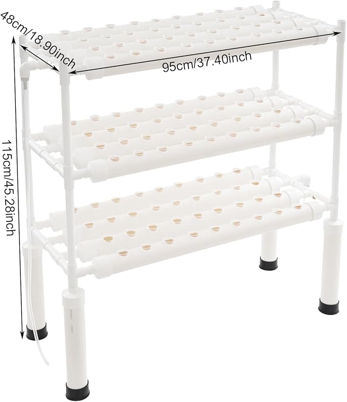 Hydroponics Growing System 108 Plant Sites, 3 Layers Food-Grade PVC Gardening System Grow Kit, Indoor Garden Planter with Water Pump & Timer, Hydroponic Germination Kit for Gardening Lover
