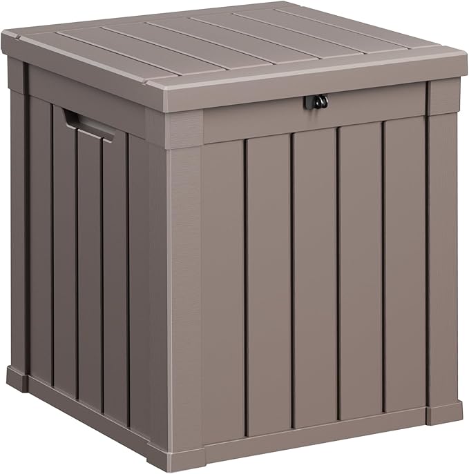 50 Gallon Outdoor Storage Box – Resin Deck Box with Lockable Lid, Waterproof Patio Furniture Storage for Tools, Garden & Yard Organization