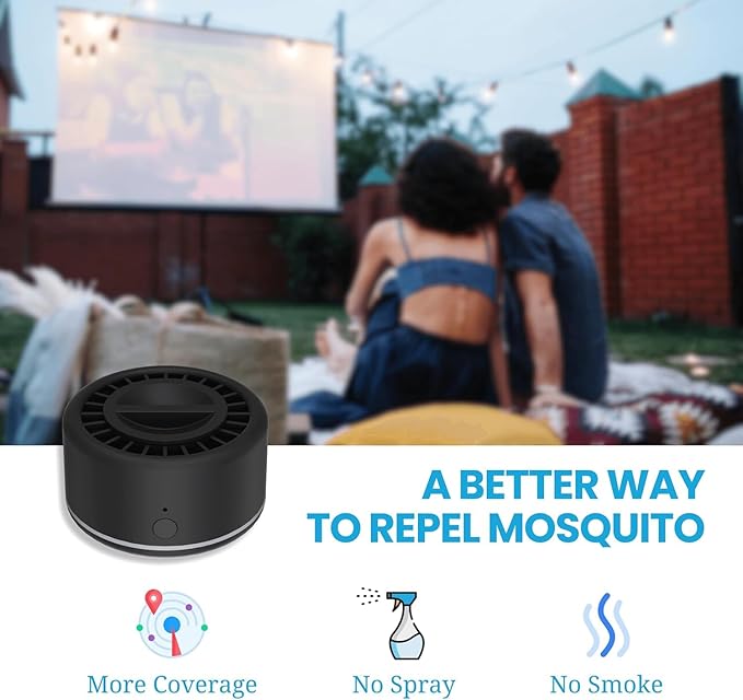 Mosquito Repellent Outdoor Patio Rechargeable Portable Insect Repeller Indoor 30 ft Bug-Free Protection Mosquitoes Repellant Device Camping Hiking Outing (2 Refills)