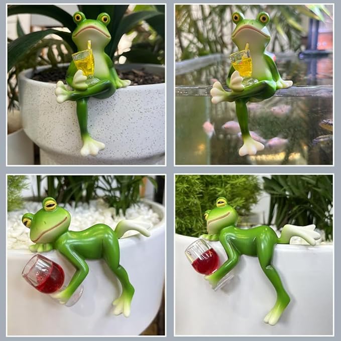 3 PCS Charming Resin Frog Sits On A Flowerpot, Suitable for Decorating Balconies, Gardens, and Flower Pots. Seasonal Decorations and Whimsical Designs Make It Perfect