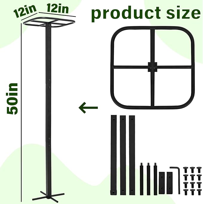 2-Pack Metal Dragon Fruit Trellis - Durable Vertical Garden Support for Climbing Plants, Easy to Assemble, 12x12x50 Inches for Dragon Fruit Enthusiasts