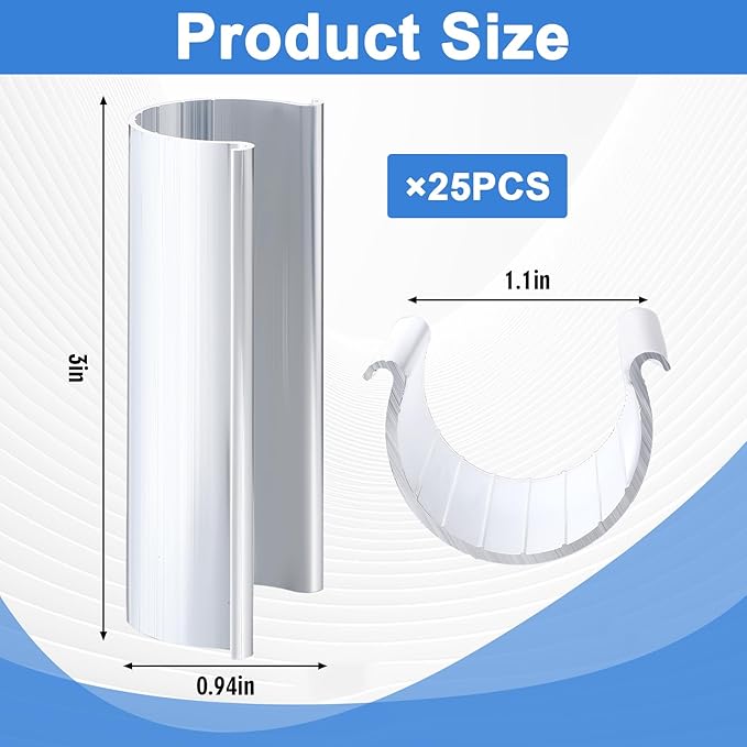 25 Pcs Aluminum Greenhouse Clamps, 1.1 x 3 Inch, Row Covers, Dog Beds, Quilting Frames Shelters, Shades, Netting (fit 3/4 Inch PVC Pipe Tube Clip)