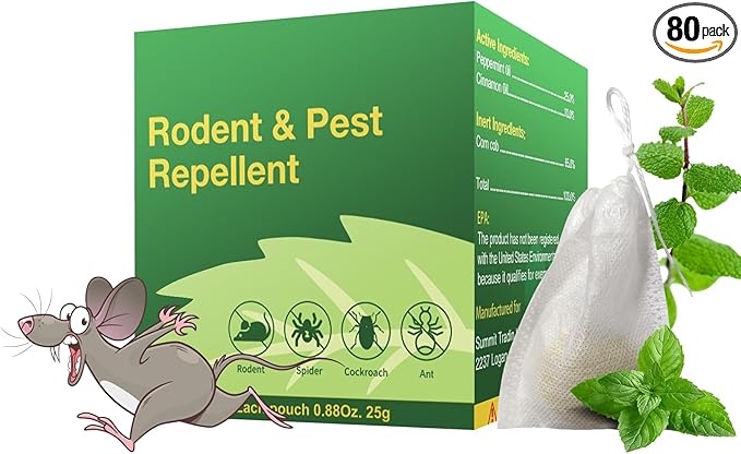Rodent Deterrent Balls, Non-Toxic and Safe for Homes, 80PCS