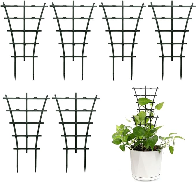 Plant Trellis Indoor, 6Pcs Stackable Plant Trellis for Climbing Plants Indoor, Small Plant Climbing Trellis for Potted Plants Plastic Climbing Plant Support Trellis for Houseplant Hoya Pothos