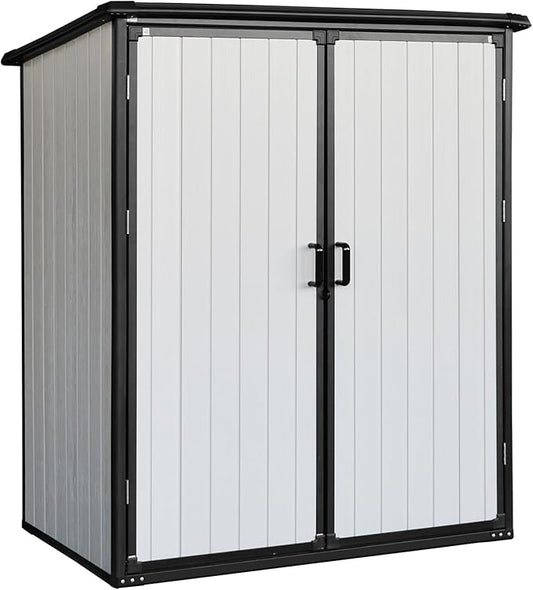 c Outdoor Storage Shed Waterproof Resin Cabinet Heavy Duty Metal Sheds, with Lockable Doors,Tool Sheds for Garden,Backyard,Lawn,Bikes and Patio Furniture,Easy Assembly,Gray