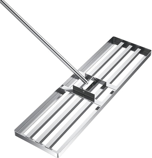 Lawn Leveling Rake, Lawn Leveler Tool with 6.5ft Handle Rakes, 304Stainless Steel Yard Leveling Rake, Heavy Duty Soil Leveling Rakes for Backyard, Garden, Farm, Pasture (35x10inch-6.5FT)