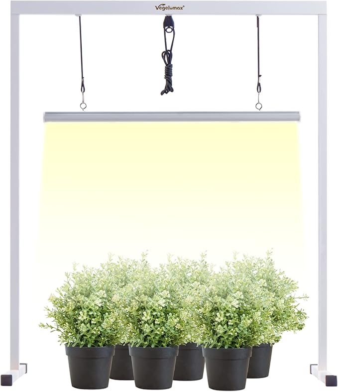 50W LED 2 feet Grow Light Lamp with Stand Rack CRI90+ for Horticulture Indoor Plant Growth Veg Flowering Fruiting,Full Spectrum 3300K,Iron Pipe Frame,Aluminum Heat Sink,Height Adjustable