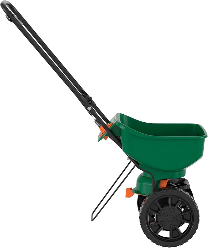 Scotts Turf Builder EdgeGuard Mini Broadcast Spreader for Seed, Weed and Feed, Fertilizer, Salt, Ice Melt, Push Spreader Holds up to 5,000 sq.ft. Product