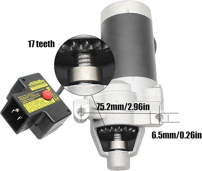 Electric Starter Motor JQ170 17 Teeth for Ariens Troy-Bilt Cub Cadet MTD Craftsman PowerSmart 208cc 254cc Snowblower Compatible with LCT 208cc 254cc Engine