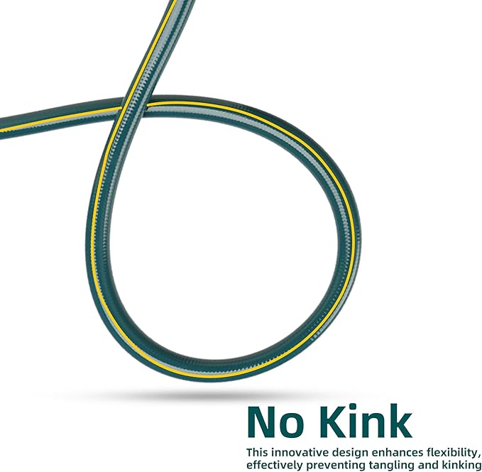 Solution4Patio Homes Green Garden Hose 3/4 in. x 25 ft. -Kink Free, No Leaking, Male/Female Fittings -Heavy Duty Durable Flexible Lightweight Water Pipe -Brass Aluminum Ends for Household & Commercial