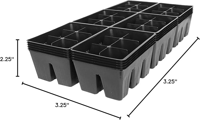 Handy Pantry Black Plastic Garden Tray Inserts - 5 Sheets of 36 Planting Pot Cells Each - 2x3 Nested x6 Configuration - Perforated - Nursery, Greenhouse, Gardening
