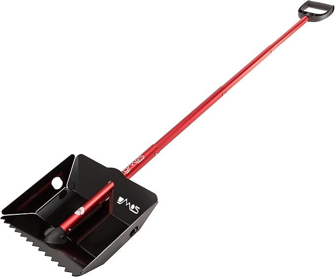 DMOS Stealth Shovel - Lightweight, Heavy-Duty Aluminum Sand & Snow Shovel with Extendable & Collapsible Handle for Camping, Overlanding, Survival, & Off-Road Use - Black/Red - X-Large