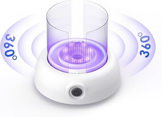 Fruit Fly Traps for Indoors Gnat Trap Lamp, Double Side Sticky Paper 360° Attraction for Fruit Fly, Gnats 9 Refills + 1 Starter Kit (Dutch White)