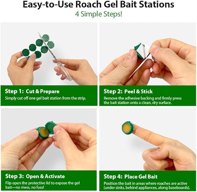 32 Pack Roach Killer Indoor Infestation Roaches Gel Bait Stations, Powerful Cockroach Killer Indoor Home for Roach Infestation, Long-Lasting & Effective Cockroach Gel Bait, Easy to Use & No Mess