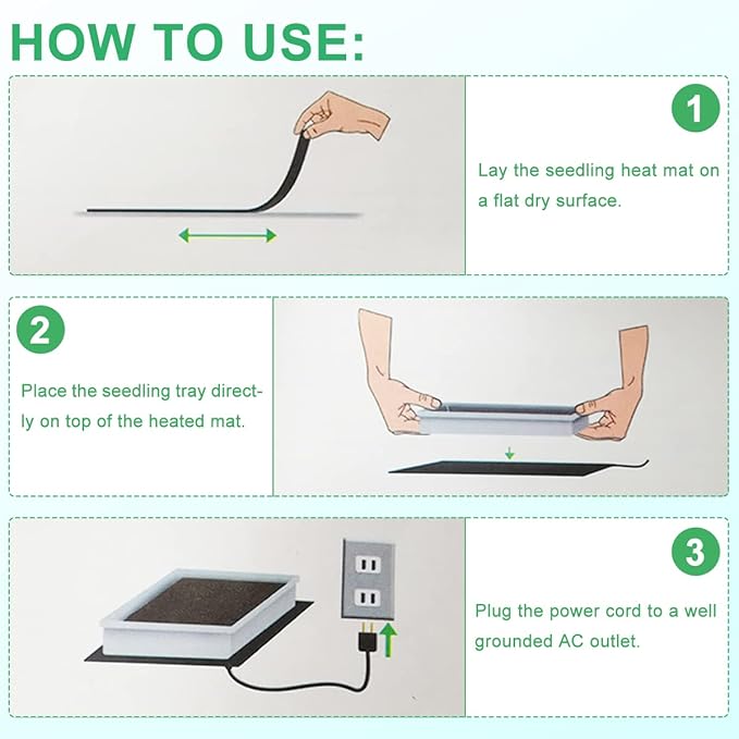 Seedling Heat Mat with Digital Thermostat, 10" x 20.75" Waterproof Heating Pad for Hydroponic Germination Seed Starting, Adjustable Controller