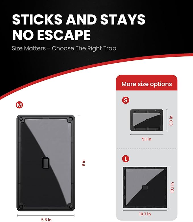 Sticky Mouse Traps for Indoor Use – 12 Pack Rat Glue Traps with Bait Slot, Pet Safe Rodent Catcher for Kitchen, Garage, Basement – Catches Mice, Snakes, Roaches,Non-Toxic, Medium Size