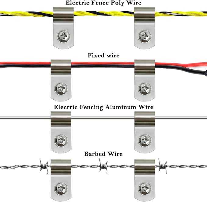 BESTEEL Upgraded 200 Pcs T304 Stainless Steel Wire Clips Cord Clamp Agricultural Fencing Fence Wire Clamps for 4, 6, 8, and 10-16 Gauge Wire Fencing Livestock Fencing clips for Wood, Metal or Vinyl
