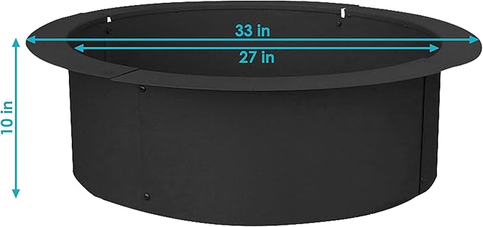 Sunnydaze Outdoor Fire Pit Ring - DIY Above or In-Ground Steel Fire Ring Insert - 33-Inch Outer/27-Inch Inner Diameter