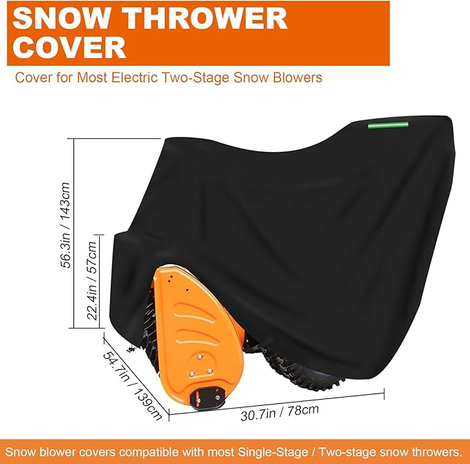 Snowblower Cover-Waterproof Heavy-Duty 600D Oxford Cloth Snow Blower/Thrower Cover Fit for PowerSmart, Snow Joe,Toro,EGO, Honda, Ryobi, Cub Cadet, Ariens, Troy Bilt, Black