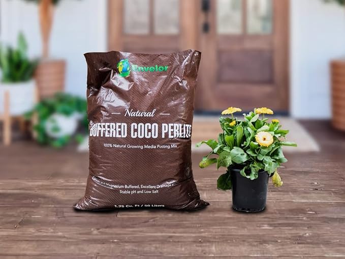 Potting Soil Mix 50 Liter Bag Envelor Indoor Plants Soil for Outdoor Plants 1.75 Cubic Feet Potting Mix Hydrated Coco Coir Perlite Mix Buffered Ready to Use Natural Plant Top Soil