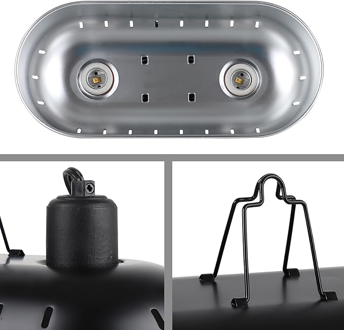 15 inch Dual Reptile Light Fixture, Max 150W Reptile Heat Lamp with 2PCS 150W Ceramic Heat Emitter, Double Dome UVB Light Fixture for Terrarium and Tortoise Habitat