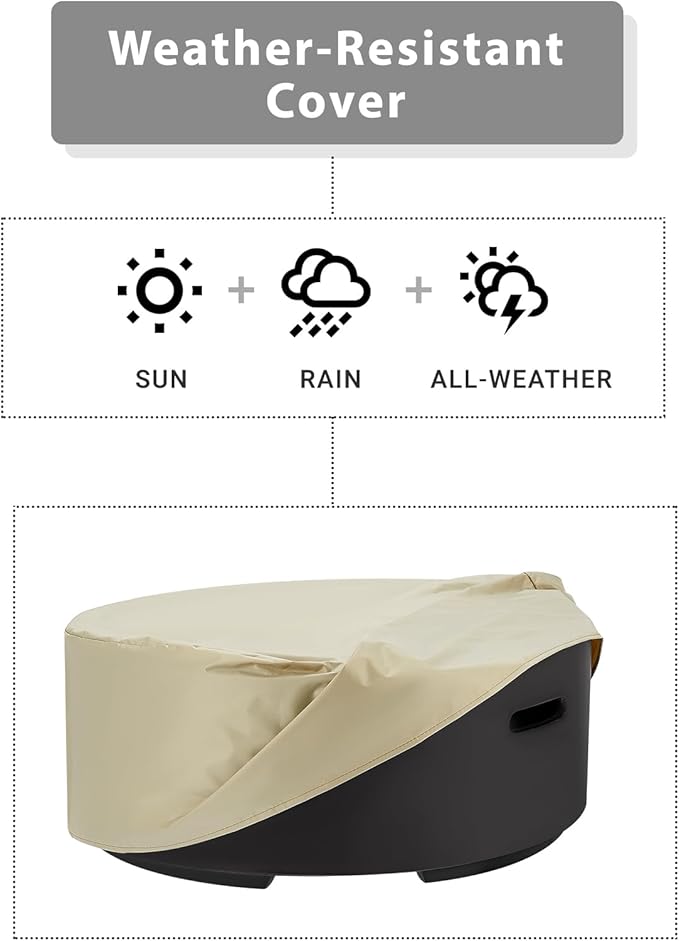 ECOTOUGE 50,000 BTU Outdoor Propane Gas Fire Pit Table, 30 Inch Auto-Ignition Round Gas Fire Pit,Steel Fire Table w/Weather-Resistant Pit Cover, Lava Rocks (Black, no Tank Holder)