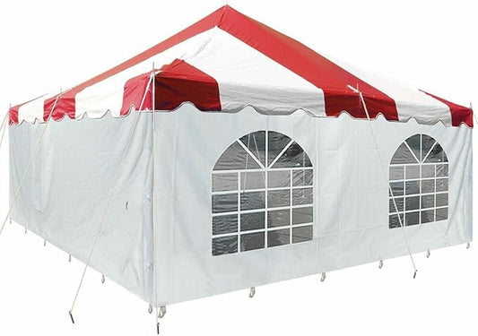 Party Tents Direct 20'x 20' Weekender Canopy Pole Tent with Sidewalls - Easy Up Canopy Tent with 80 Person Capacity - Outdoor Canopies for Parties, Weddings, and Events (Red/White)