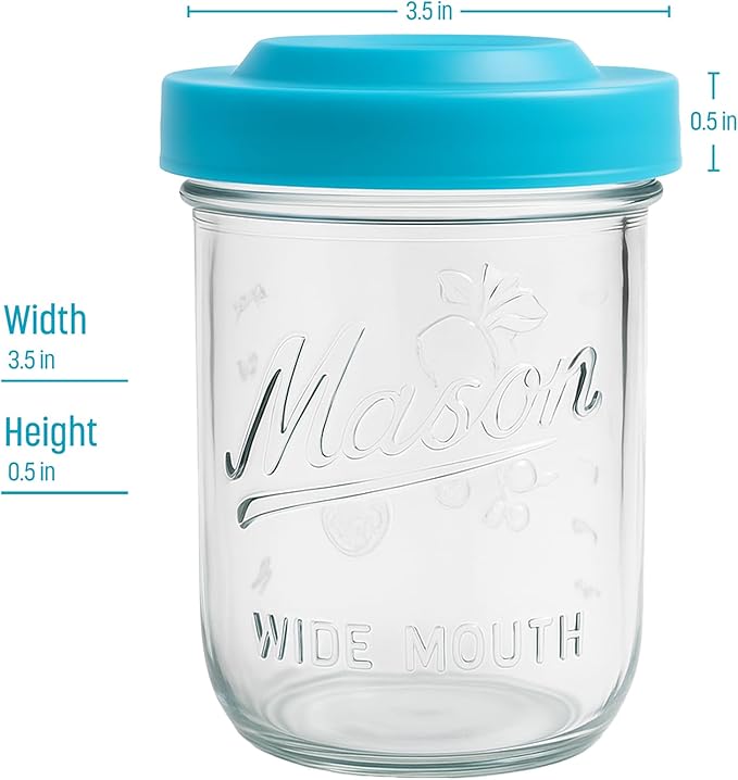 Fruit Fly Trap Lids for Wide Mouth Mason Jars - Natural Non-Toxic Gnat Catchers, Reusable Covers (4 Pack)