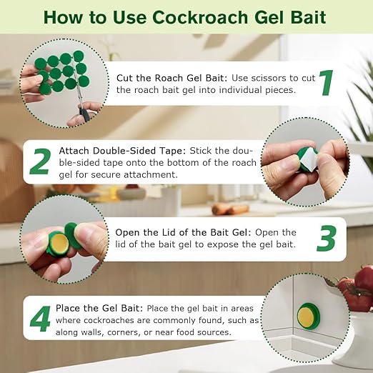 36 Pack Cockroach Gel Bait, Highly Effective Roach Killer Indoor Infestation Solution, Fast Acting Cockroach Killer Indoor Home Kitchen Use, Easy to Apply & No Mess Roach Bait, Long-Lasting