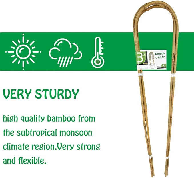 3 Feet Natural U-Hoops Bamboo, Mininfa Garden Trellis, Bamboo Trellis U-Shape for Plant Support - 3 Pack