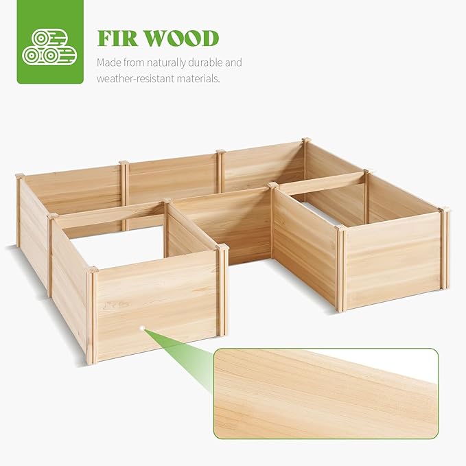 PaPaJet Wooden Raised Garden Bed, Large Deep Planter Box for Outdoor Gardening, Vegetables, Flowers, and Herbs, 7.5×6.0×1.6FT