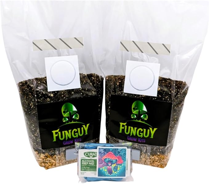 2- PACK All-in-One, Growing Kit in a bag, Mushroom Grow Bag with Sterilized Rye Grain and Dung Loving Substrate, Spores Not Included, So Easy It's Like Magic., Brown