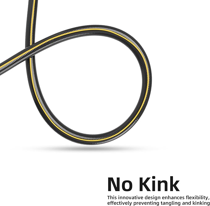 Solution4Patio Long Black Garden Hose 5/8 in. x 50 ft. -Kink Free, No Leaking, Male/Female Fittings -Heavy Duty Durable Flexible Lightweight Water Pipe -Brass Aluminum Ends for Household & Yard Use