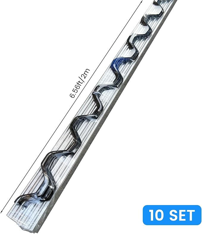 10 Set Greenhouse Lock Channel and Spring Wire,1MM Thick Aluminum Alloy Lock Channel and PVC Coated Spring Wires for Fixing Greenhouse Plastic Cover and Shade Cloth,6.6 FT,10 Set