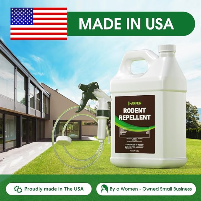 Rodent Repellent Spray – Effective Natural Peppermint Formula for Mice, Rats, Squirrels, and Rodents. Safe for Indoor, Outdoor, and Car Engines. Safe for People and Pets. (1 Gallon)