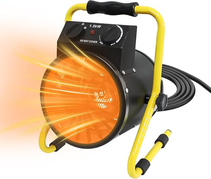 COOS BAY 1500W Portable Electric Space Heater, Outdoor Greenhouse Heater for Grow Tent, Garage, Workshop, Patio, RV – Radiant Heat, Overheat Protection, IPX4 Water Resistant, 1 Pack, Black