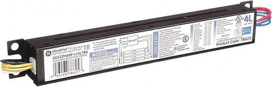 GE Lighting UltraMax Proline Electronic Ballast, 120/277 Volt Instant Start Ballast, Low Power Ballast Factor, Ballast for Fluorescent Light (4) or (3) Lamp T8