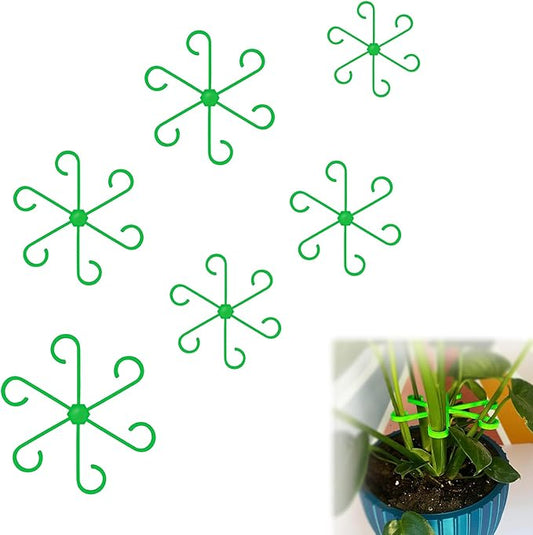 6pcs Climbing Houseplant Stem Supports,Plant stem Support Indoor Outdoor Use,Stem Hook Growth Accessories for Plant Garden, Promotes Upright Growth and Airflow(Green)