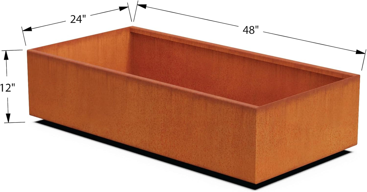 Large Rectangular Planters for Outdoor Plants 48x24x12 Inch Corten Steel Raised Garden Bed | Extra Large Outdoor Planter Box for Patios & Gardens | Heavy Duty 11-Gauge, Fully Assembled