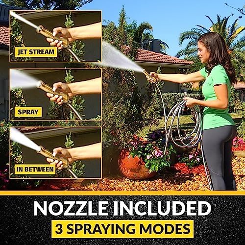 BIONIC STEEL PRO Metal Garden Hose 50 Ft with Nozzle, 304 Stainless Steel Water Hose, 50 Ft Garden Hose Tough & Flexible, Lightweight, Crush Resistant, Kink & Tangle Free, Rust Proof - 2025 Model