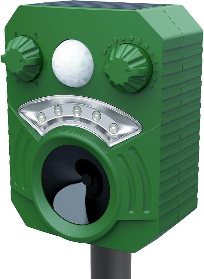 Cat Repellent Outdoor Squirrel Deterrent with Motion Sensor LED Flash Light,Deer Raccoon Skunk Rabbit Coyote Armadillo Animal Scare Away for Patio Lawn Garden Yard