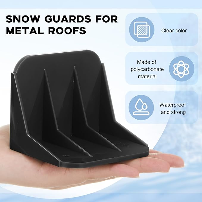 Taiyin 25 Pack Large Snow Guards for Metal Roofs 4 x 3 x 3 Inch Jumbo Ice Guard Snow Block Stops for Prevent Sliding, Without Screws or Adhesive (Black)