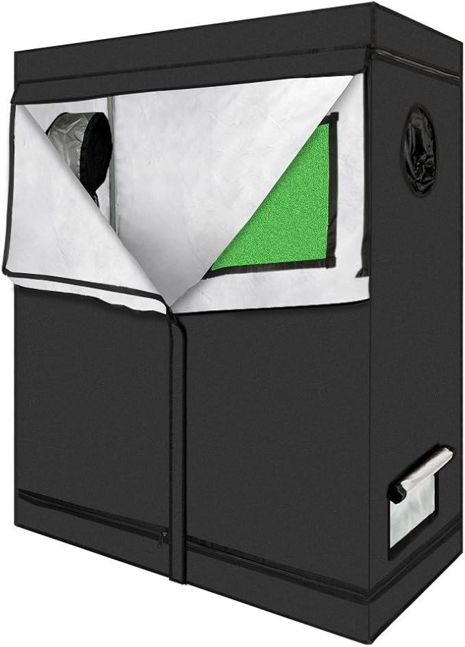 Grow Tent, Indoor Mylar Hydroponics Indoor Gardening Grow Tent Room with Observation Window and Floor Tray (48"x24"x60")